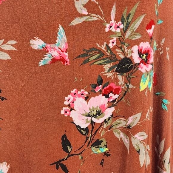 Torrid Burnt Orange Floral Super Soft Midi Dress Womens Plus Size 0X Sleeveless - Picture 9 of 9